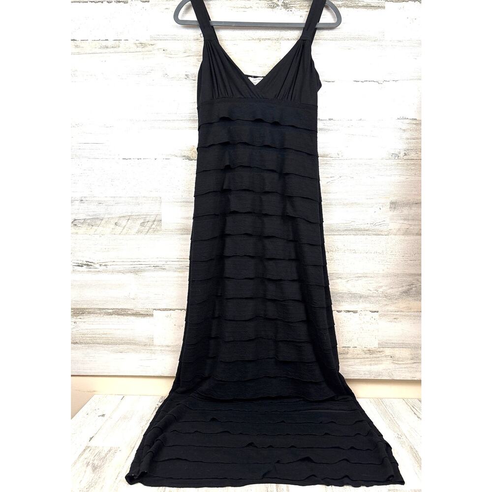 Sophie Max Elena Nora Black Tiered Maxi Dress Womens M Sleeveless NWT Boho